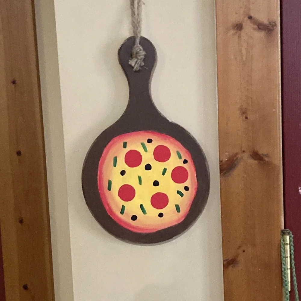 Rustic Pizza Paddle Wall Art - Brown, Yellow & Red